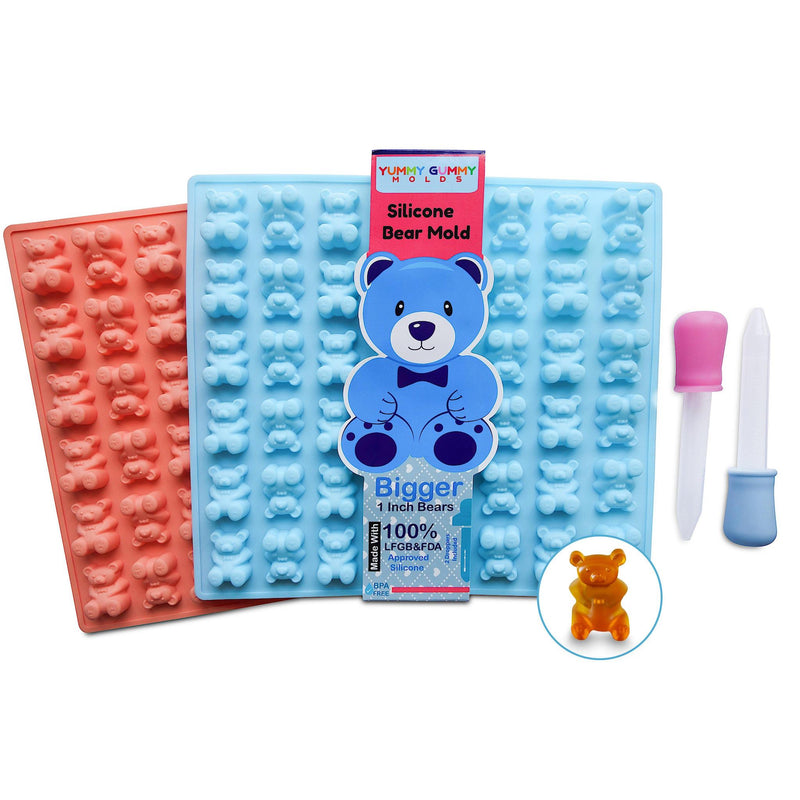 Larger Bears Silicone Gummy Bear Mold 2 Pack + 2 Bonus Droppers-Silicone Molds-Yummy Gummy Molds