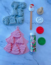 Christmas Baking Kit - 6-Cavity Stocking and Tree Molds, Three-Piece Cookie Cutter, Variety Spatula, Limited Edition Christmas Sprinkles